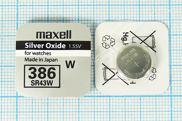 бат  1,5В\\11,6x4,2\SW\SR43W/386\MAXELL --- Щелочные и литиевые батареи