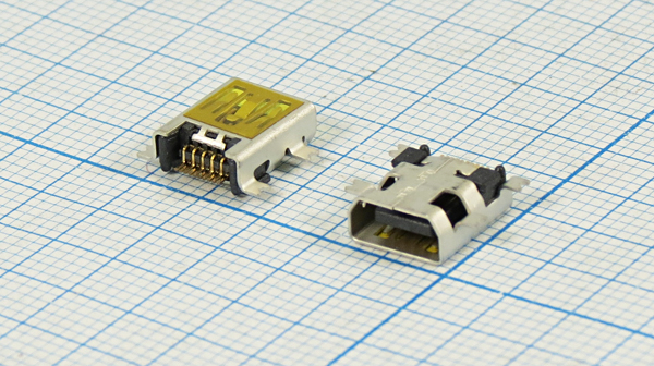 гн miniUSB \A/B\10P4C\плат\угл\SMD\miniUSB B-10SA --- Разъемы mini-USB