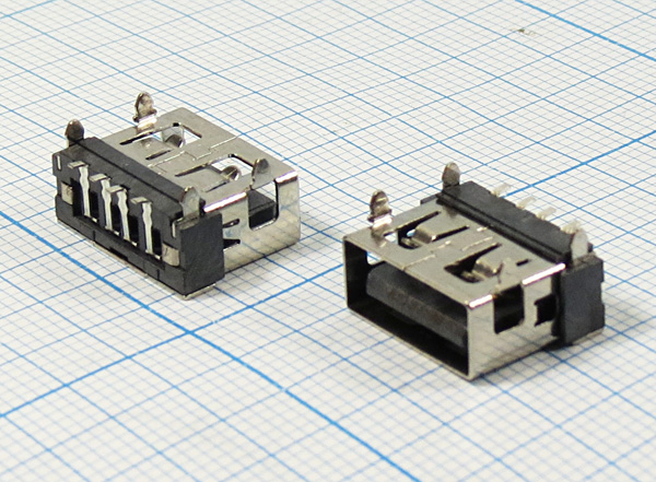 гн USB \A\4P2C\плат\угл\SMD\USBA-1J BS2 --- Разъемы USB