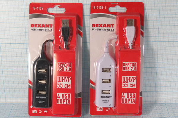 шнур шт USB A-гн USB Ax4\0,55м\HAB\бел\18-4105-1 --- Шнуры компьютерные