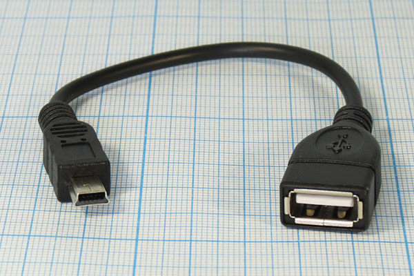 шнур шт mini-USB A-гн USB А\0,15м\Ni/пл\чер\OTG --- Шнуры разные