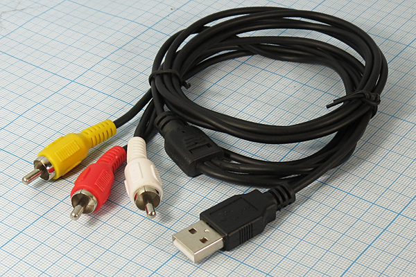 шнур шт USB A-шт RCAx3\1,8м\Ni/пл\чер\ --- Шнуры компьютерные