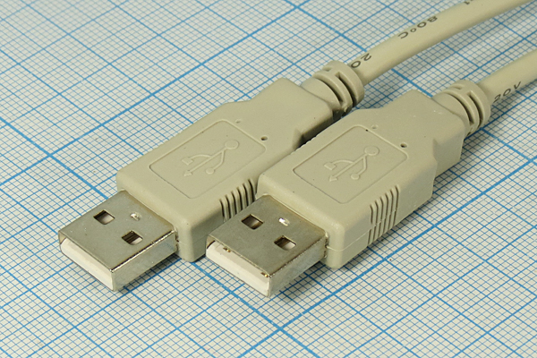 шнур шт USB A-шт USB A\1,8м\сер/пл\сер --- Шнуры компьютерные