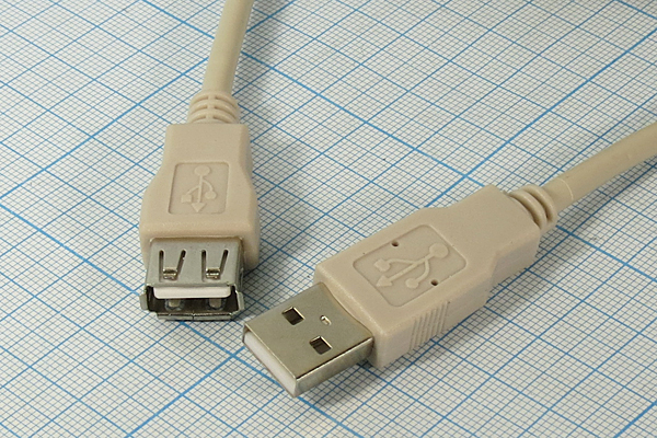 шнур шт USB A-гн USB A\1,8м\\сер/пл\сер\PREM5-905 --- Шнуры компьютерные