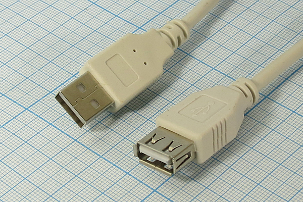 шнур шт USB A-гн USB A\3м\\сер/пл\сер\APH-451_3 --- Шнуры компьютерные