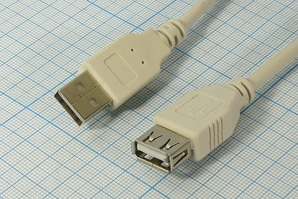 шнур шт USB A-гн USB A\3м\\сер/пл\сер\APH-451_3 --- Шнуры компьютерные
