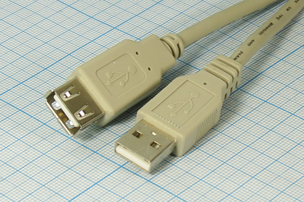 шнур шт USB A-гн USB A\3м\\сер/пл\сер\LUX454-001-4 --- Шнуры компьютерные