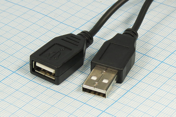 шнур шт USB A-гн USB A\0,45м\\Ni/пл\чер\ --- Шнуры компьютерные