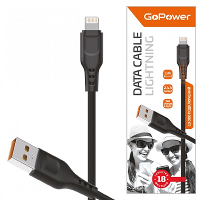 шнур шт USB A-шт iPhone/iPad\1,0м\\\чер\Lightning --- Шнуры компьютерные