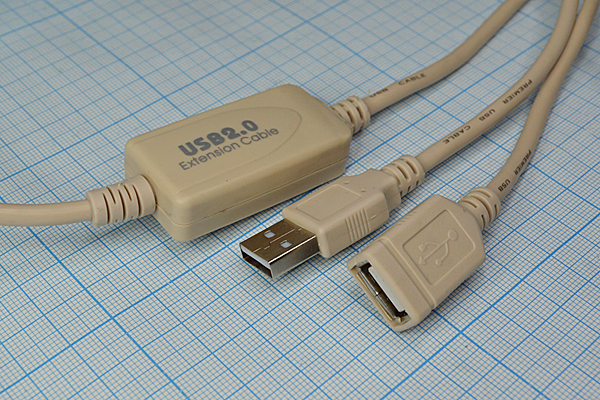 шнур шт USB A-гн USB A\15м\усил\сер/пл\сер\ --- Шнуры компьютерные