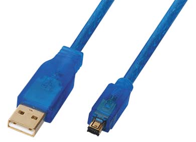 шнур шт USB A-шт miniUSB A 4PA\1,5м\Au/пл\син\LUXM --- Шнуры компьютерные