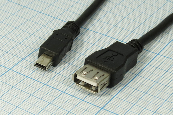 шнур шт miniUSB B 5P-гн USB A\0,1м\Ni/пл\0923-014A --- Шнуры разные