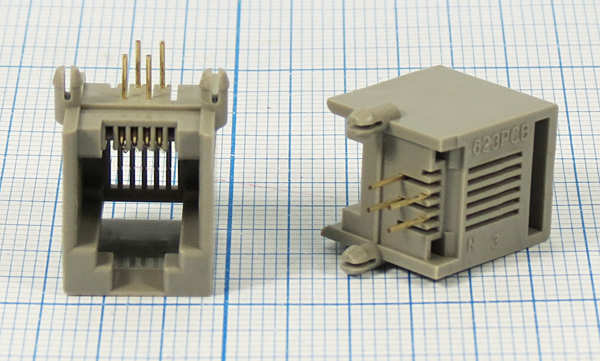 гн телеф 6P4C\ 4P\\плат/угл\T7-6P4C[RJ-11] --- Разъемы RJ-11, RJ-12,  RJ-45, установочные