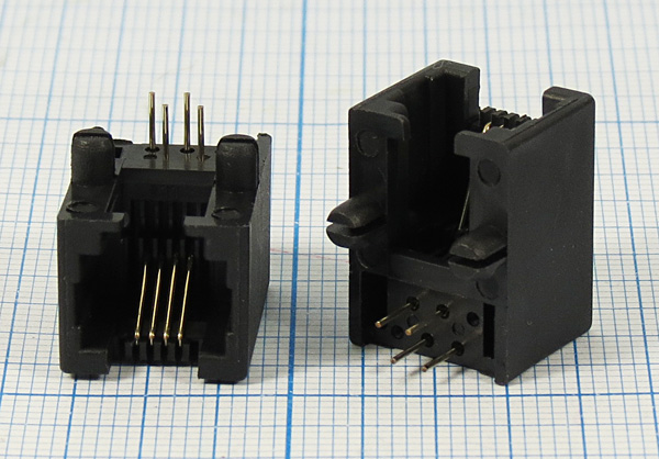 гн телеф 6P4C\ 4P\\плат/угл\T4-6P4C[RJ-11] --- Разъемы RJ-11, RJ-12,  RJ-45, установочные