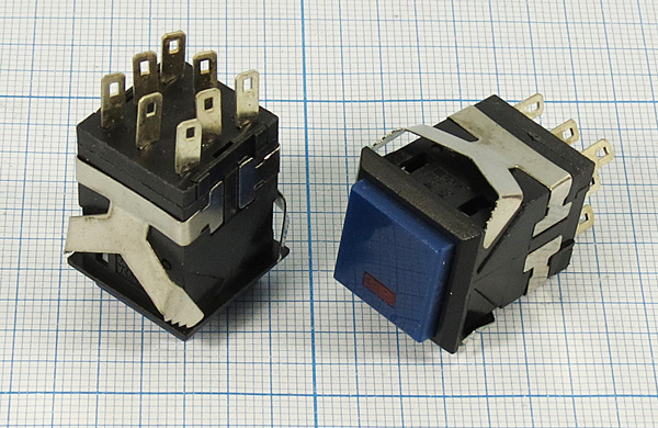 ПКн\250\ 3\(DPDT)\17x17\чер\син&ILкрСД\\8C\KD2-22 --- Переключатели кнопочные