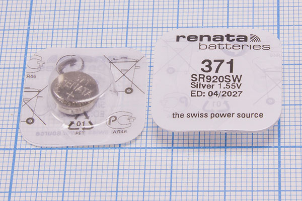 бат  1,5В\\ 9,5x2,05\SW\G6/SR69/SR920SW/371\renata --- Щелочные и литиевые батареи