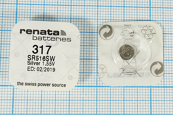 бат  1,5В\\ 5,8x1,65\SW\SR62/SR516SW/317\renata --- Щелочные и литиевые батареи