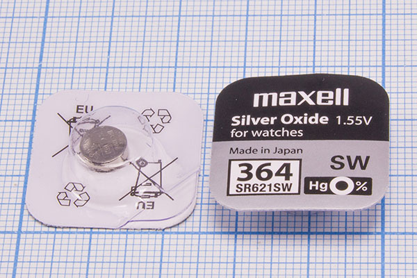 бат  1,55В\\ 6,8x2,15\SW\G1/SR621SW/364\MAXELL --- Щелочные и литиевые батареи