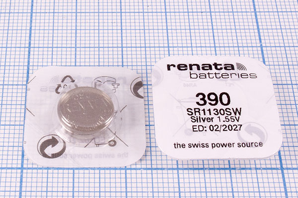 бат  1,5В\\11,6x3,1\SW\SR1130SW/390\renata --- Щелочные и литиевые батареи