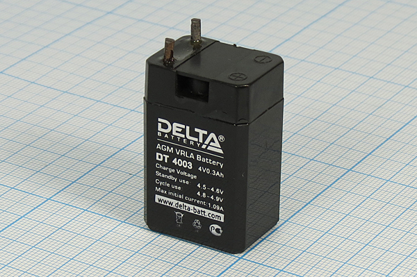 аккум бат  4В\ 0,3Ач\26x40x29,5\Pb\DELTA\ --- Аккумуляторные батареи