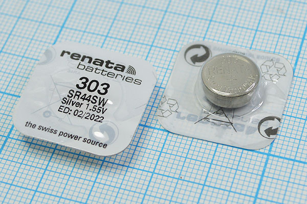 бат  1,5В\\11,6x5,6\SW\G13/SR44SW/303\renata --- Щелочные и литиевые батареи