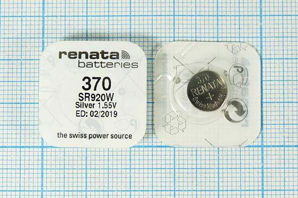 бат  1,55В\\ 9,5x2,1\SW\G6/SR920W\370\renata --- Щелочные и литиевые батареи