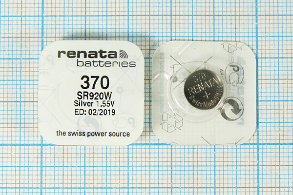 бат  1,5В\\ 9,5x2,1\SW\G6/SR920W\370\renata --- Щелочные и литиевые батареи