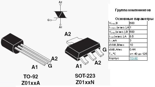 Симистор\  600 \   1,0А\TO-92\Z0103MA\ --- Симисторы