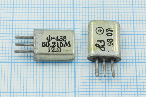 ф 60215 \пол\ 12/3\HC25U-3\\ФП2П8-438-60,215М-12,0 --- Кварцевые фильтры (диэлектрические, пьезокерамические, ПАВ (SAW), ФЭМ, фильтры из других пьезоматериалов)