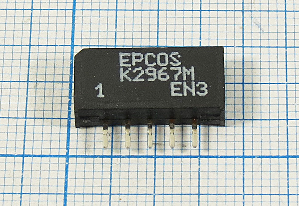 ф 38900 \пол\\SIP5K\\B39389-K2967-M100\BG/DK\EPCOS --- Кварцевые фильтры (диэлектрические, пьезокерамические, ПАВ (SAW), ФЭМ, фильтры из других пьезоматериалов)