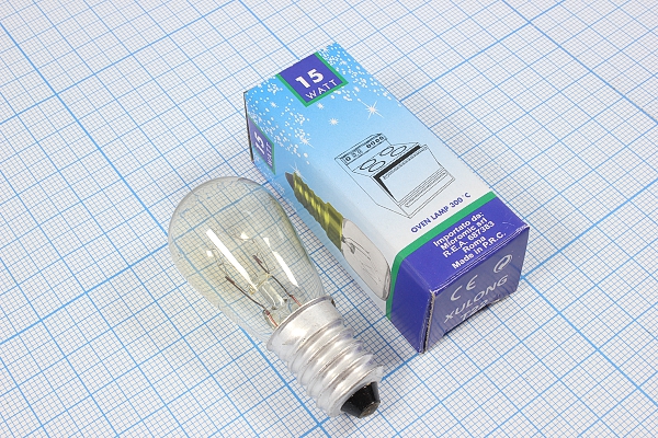 Л 220В\E14\ 15Вт\\180лм\23x55\ЛН\\для духовок --- Лампы накаливания, газоразрядные, светодиодные и люминесцентные. Стартеры для люминесцентных ламп