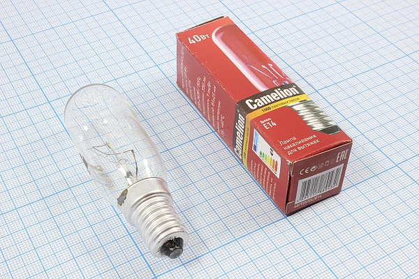 Л 220В\E14\ 40Вт\\  350лм\25x81\ЛН\\для вытяжек --- Лампы накаливания, газоразрядные, светодиодные и люминесцентные. Стартеры для люминесцентных ламп