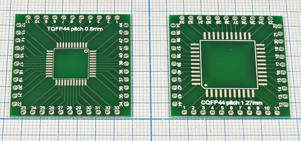 плата монтаж\ 33x33\\\\CQFP44/1,27-TQFP44/0,8\№47 --- Платы монтажные