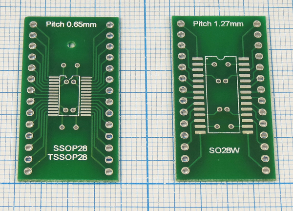 плата монтаж\ 37x19\\\\SO28W1,27-SSOP28/0,65\№54 --- Платы монтажные