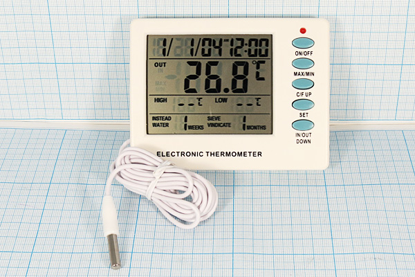 приб термометр-час-календ\-40~70C\\SH-118(B)\датч. --- Термометры-Гигрометры-Метеостанции-Шумомеры-Люксметры