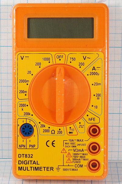 приб мультиметр\цифр\M832(DT832)\желтый\DIGITAL --- Мультиметры