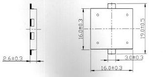 зп 16x16x2,6\1~30\\ 4,0\2C\AW5S16NES-401\AUDIOWELL --- Звонки (зуммеры) пьезоэлектрические без генератора