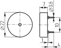 зп 22x 9\1~30\\ 4,0\2P10\CBE2240BP-G\чёрные --- Звонки (зуммеры) пьезоэлектрические без генератора