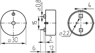 зп 30x12\1~30\\ 2,0\2P15\CBEG3020BP\DAE YOUNG --- Звонки (зуммеры) пьезоэлектрические без генератора