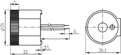 згп 26x22\ 6~18\\2,9\2L65\KPI-2622L\KEPO --- Звонки (зуммеры) пьезоэлектрические c генератором