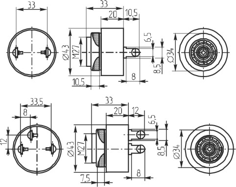 згп 43x33\~220\\2,9\2T\KPI-4311-230\Pulse медленн --- Звонки (зуммеры) пьезоэлектрические c генератором