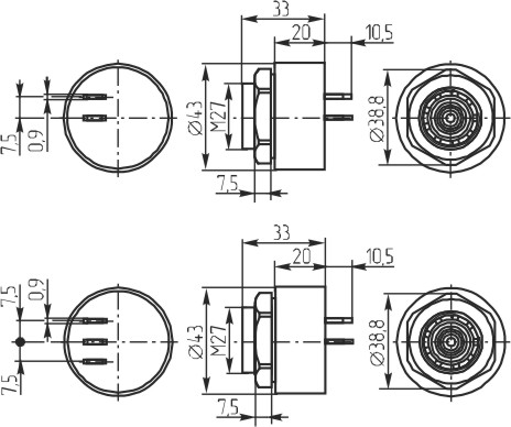 згп 43x33\ 6~28\\2,9\2T\KPI-4311\Pulse медл --- Звонки (зуммеры) пьезоэлектрические c генератором