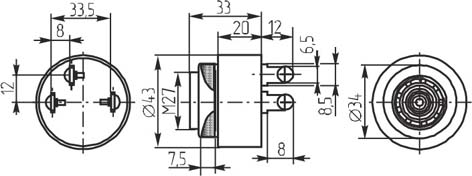 згп 43x33\ 6~28\\2,9\3T\KPI-4323\1Tone+Pulse Slow --- Звонки (зуммеры) пьезоэлектрические c генератором