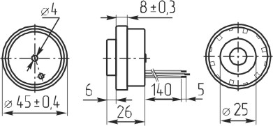 згп 45x26\ 3~16\\3,2\3L120\KPI-4513L\1To+Pulse мед --- Звонки (зуммеры) пьезоэлектрические c генератором