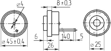 згп 45x26\ 3~16\\3,2\3L120\KPI-4513L\1To+Pulse мед --- Звонки (зуммеры) пьезоэлектрические c генератором