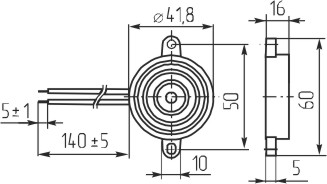 зп 42x16m60\1~30\\ 2,8\2L140\KPR-4210\KEPO --- Звонки (зуммеры) пьезоэлектрические без генератора