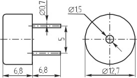 зп 12,7x 7\1~30\\ 4,0\2P5\KPT-1340BP5\KEPO --- Звонки (зуммеры) пьезоэлектрические без генератора