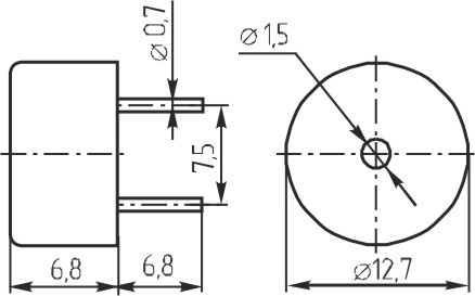 зп 12,7x 7\1~30\\ 4,0\2P7,5\KPT-1340BP7,5\KEPO --- Звонки (зуммеры) пьезоэлектрические без генератора