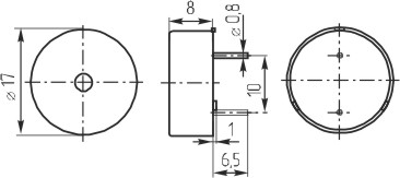 зп 17x 8\1~25\\ 2,0\2P10\KPT-1712B\KEPO --- Звонки (зуммеры) пьезоэлектрические без генератора