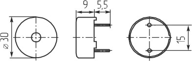 зп 30x 9\1~30\\ 1,2\2P15\KPT-3015\KEPO --- Звонки (зуммеры) пьезоэлектрические без генератора